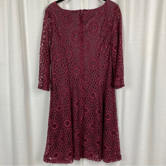 ModCloth Burgundy Crochet Lace Dress Sz.L - Picture 9 of 15